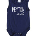 3M Navy First  Middle Name Personalized (Modern Cursive) Sleeveless Bodysuit