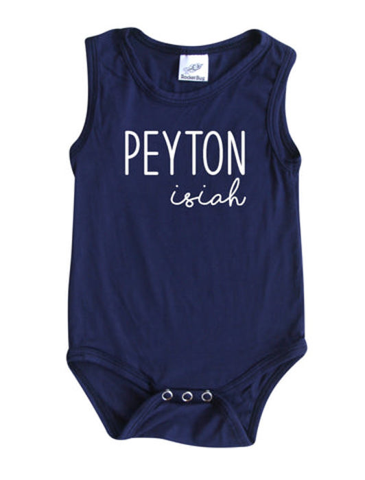 First  Middle Name Personalized (Modern Cursive) Sleeveless Bodysuit