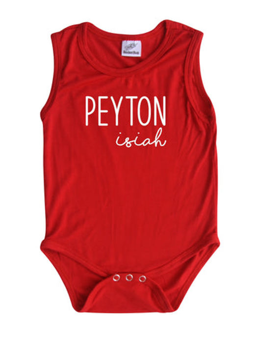 First  Middle Name Personalized (Modern Cursive) Sleeveless Bodysuit