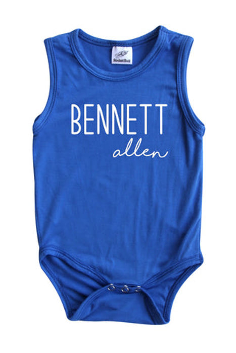 First  Middle Name Personalized (Modern Cursive) Sleeveless Bodysuit