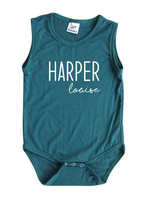 First  Middle Name Personalized (Modern Cursive) Sleeveless Bodysuit