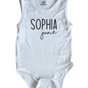 12M Off White First  Middle Name Personalized (Modern Cursive) Sleeveless Bodysuit