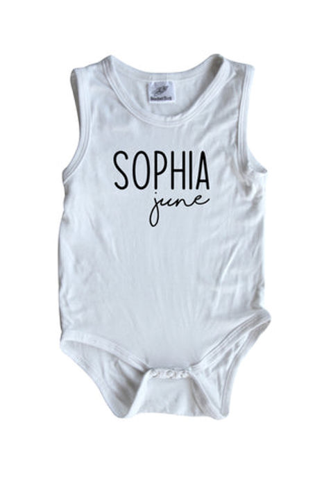 First  Middle Name Personalized (Modern Cursive) Sleeveless Bodysuit