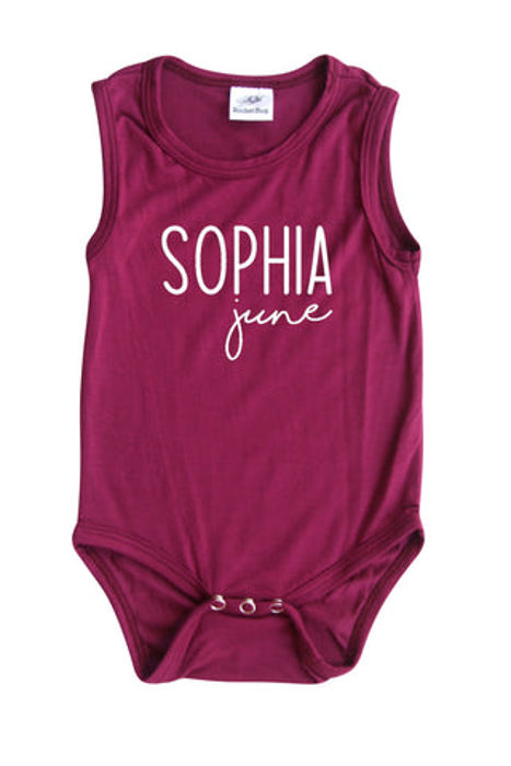 First  Middle Name Personalized (Modern Cursive) Sleeveless Bodysuit