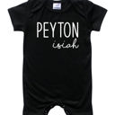 6M Black First  Middle Name Personalized (Modern Cursive) Shorts Romper