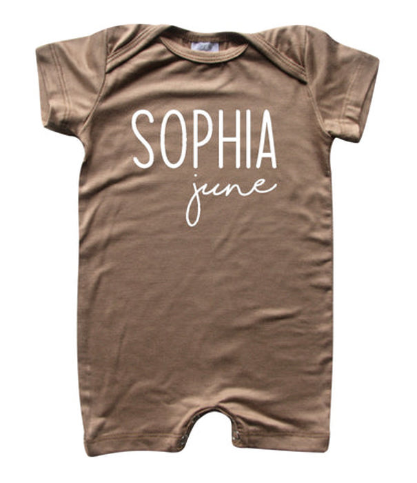 First  Middle Name Personalized (Modern Cursive) Shorts Romper