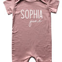 6M Dusty Rose First  Middle Name Personalized (Modern Cursive) Shorts Romper