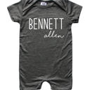 3M Dark Heather Gray First  Middle Name Personalized (Modern Cursive) Shorts Romper