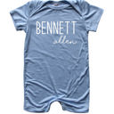 24M Light Blue First  Middle Name Personalized (Modern Cursive) Shorts Romper