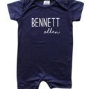 3M Navy First  Middle Name Personalized (Modern Cursive) Shorts Romper