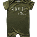 12M Olive First  Middle Name Personalized (Modern Cursive) Shorts Romper
