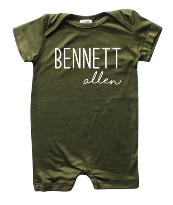 First  Middle Name Personalized (Modern Cursive) Shorts Romper