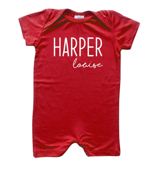 First  Middle Name Personalized (Modern Cursive) Shorts Romper