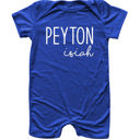 24M Royal Blue First  Middle Name Personalized (Modern Cursive) Shorts Romper