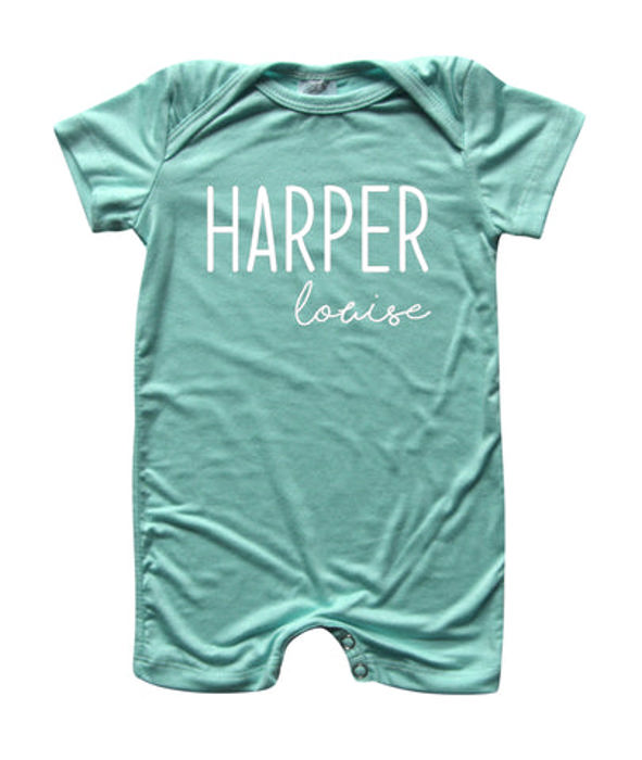 First  Middle Name Personalized (Modern Cursive) Shorts Romper