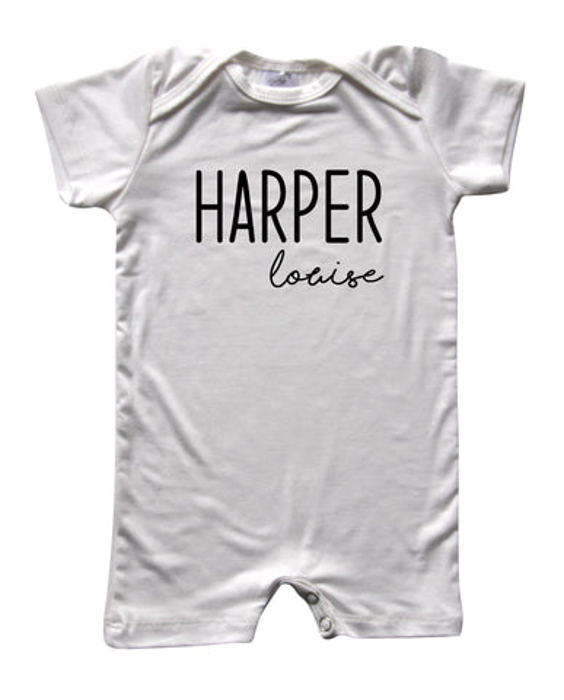 First  Middle Name Personalized (Modern Cursive) Shorts Romper