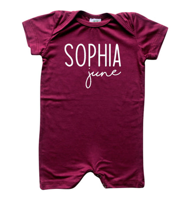 First  Middle Name Personalized (Modern Cursive) Shorts Romper
