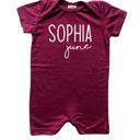 3M Wine First  Middle Name Personalized (Modern Cursive) Shorts Romper