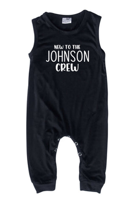 New to the Crew Personalized Custom Silky Sleeveless Baby Romper for Boys and Girls