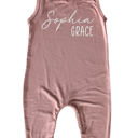 24M Dusty Rose First  Middle Name Personalized Custom Silky Sleeveless Baby Romper for Boys and Girls