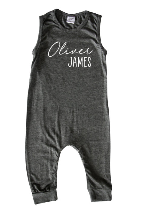 First  Middle Name Personalized Custom Silky Sleeveless Baby Romper for Boys and Girls