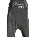 3M Dark Heather Gray First  Middle Name Personalized Custom Silky Sleeveless Baby Romper for Boys and Girls