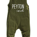 24M Olive First  Middle Name Personalized (Modern Cursive) Custom Silky Sleeveless Baby Romper for Boys and Girls