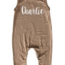 6M Light Heather Brown Sweet Personalized Custom Silky Sleeveless Baby Romper for Boys and Girls