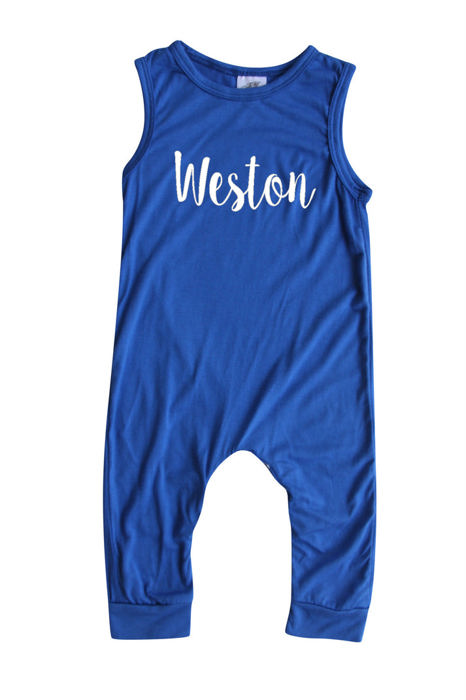 Sweet Personalized Custom Silky Sleeveless Baby Romper for Boys and Girls