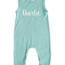 12M Seafoam Sweet Personalized Custom Silky Sleeveless Baby Romper for Boys and Girls
