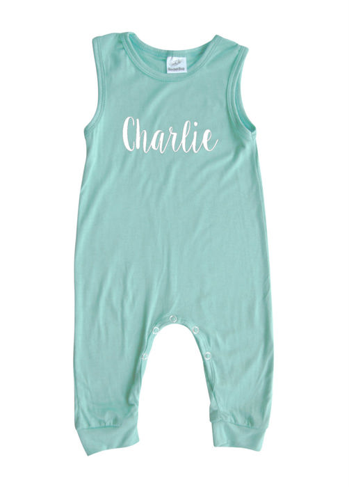 Sweet Personalized Custom Silky Sleeveless Baby Romper for Boys and Girls