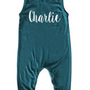 6M Midnight Teal Sweet Personalized Custom Silky Sleeveless Baby Romper for Boys and Girls