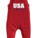 24M USA RED USA Graphic Sleeveless Baby Romper for Boys and Girls