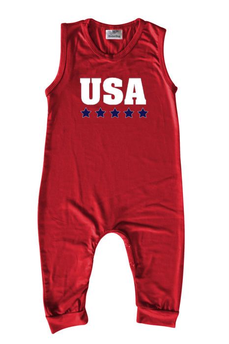USA Graphic Sleeveless Baby Romper for Boys and Girls
