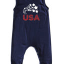 12M STAR SHOWER NAVY USA Graphic Sleeveless Baby Romper for Boys and Girls