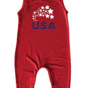 18M STAR SHOWER RED USA Graphic Sleeveless Baby Romper for Boys and Girls