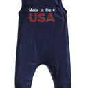 6M BORN IN USA NAVY USA Graphic Sleeveless Baby Romper for Boys and Girls