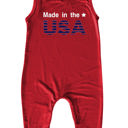 12M BORN IN USA RED USA Graphic Sleeveless Baby Romper for Boys and Girls