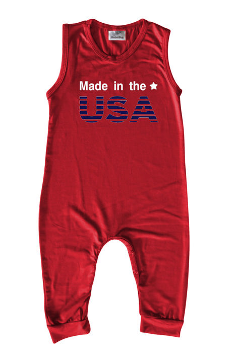 USA Graphic Sleeveless Baby Romper for Boys and Girls