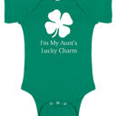 3-6M Short Sleeve Aunt's Short Sleeve Lucky Charm St Patrick's Day Graphic Baby Bodysuit | Short or Long Sleeve