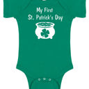 3-6M Short Sleeve First St Patrick???s Day St Patrick's Day Graphic Baby Bodysuit | Short or Long Sleeve