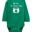 18-24M Long Sleeve First St Patrick???s Day St Patrick's Day Graphic Baby Bodysuit | Short or Long Sleeve
