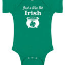 6-12M Short Sleeve Just a Wee Bit Irish St Patrick's Day Graphic Baby Bodysuit | Short or Long Sleeve