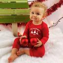  Graphic Long Sleeve Red Christmas Romper