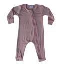 3M Dark Mauve Silky Long Sleeve Zipper Baby Romper