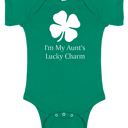 Newborn Short Sleeve Aunt's Short Sleeve Lucky Charm St Patrick's Day Graphic Baby Bodysuit | Short or Long Sleeve