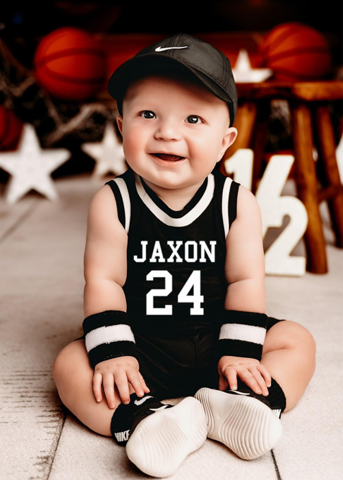 Personalized Sleeveless Basketball Jersey & Shorts Set for Babies- Personalized with Name and Number on Front & Back