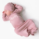  Personalized Knotted Gown with Lush Font  Matching Knotted Hat