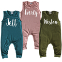  Sweet Personalized Custom Silky Sleeveless Baby Romper for Boys and Girls