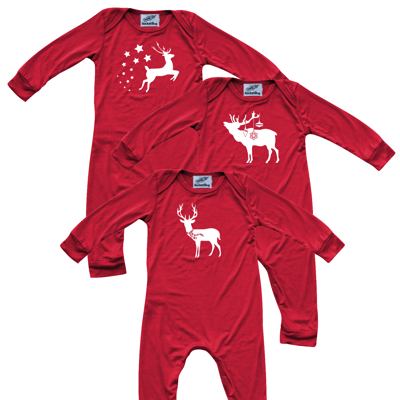 Graphic Long Sleeve Red Christmas Romper